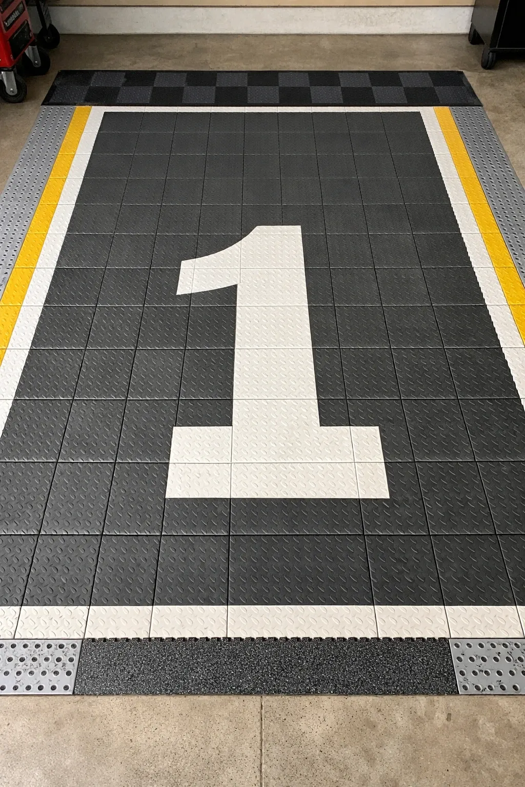 numbered zone floor in a garage