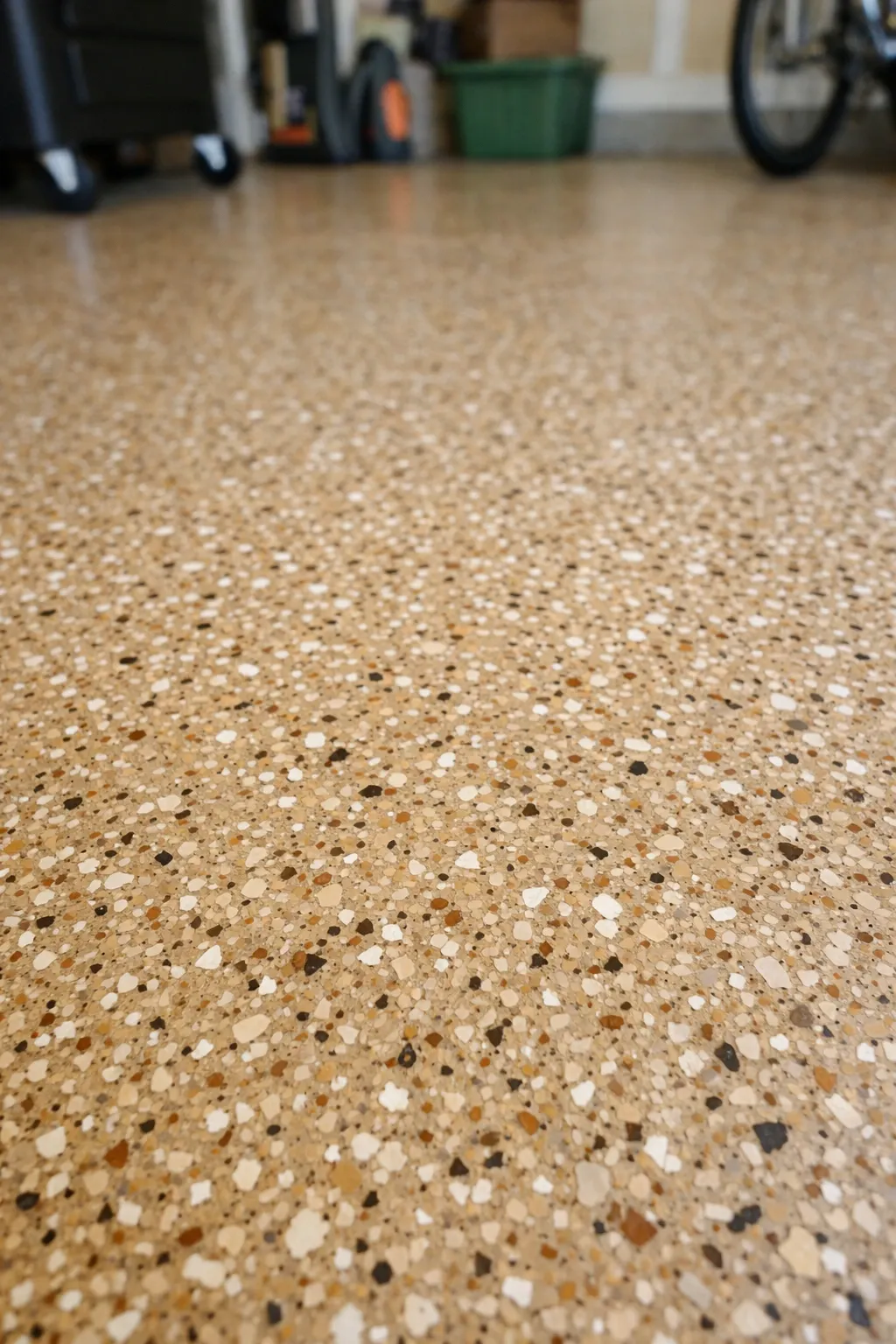 warm neutral tan epoxy in a garage