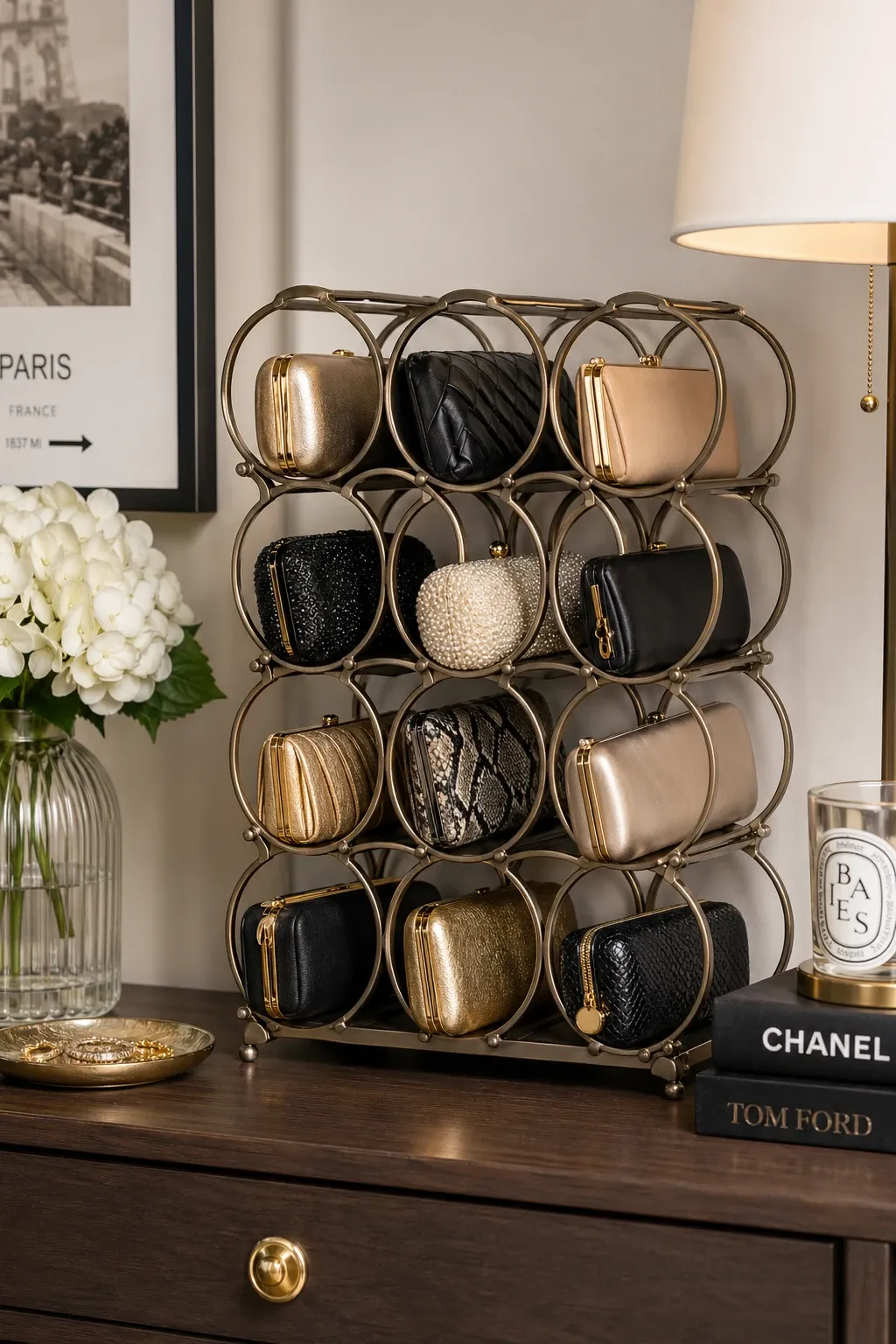 wine rack for clutches