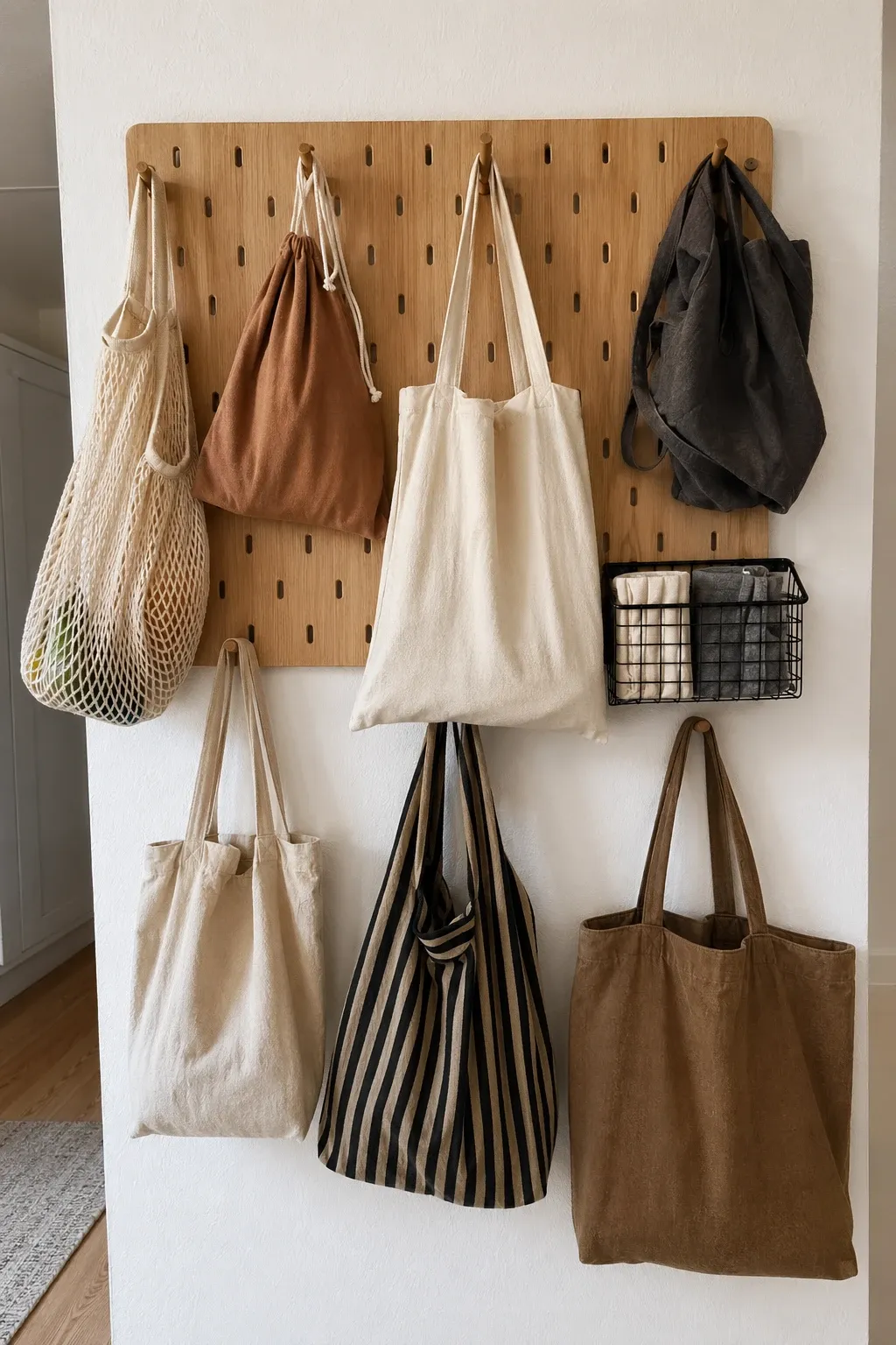 basket on top of the fridge