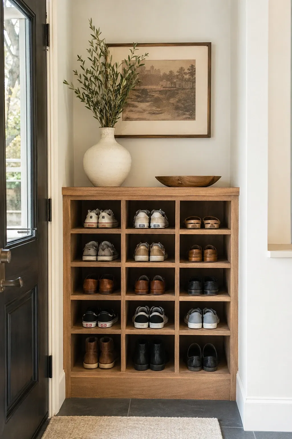 built-in nook cubbies in a entryway