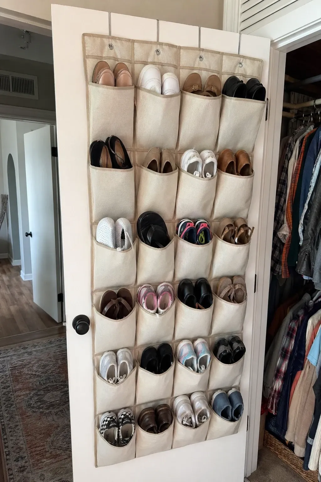 over-the-door organizer in a entryway