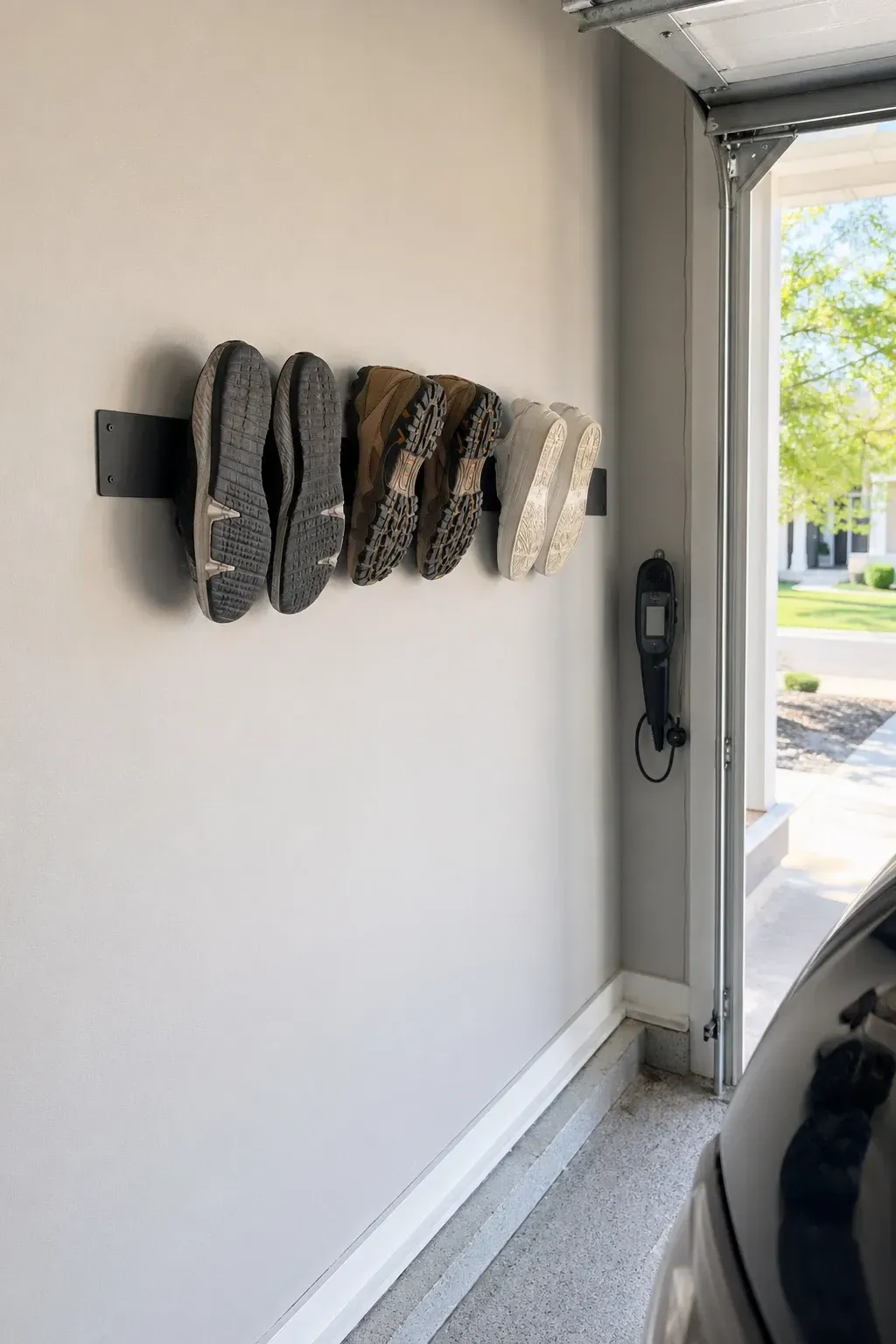 magnetic shoe strips in a garage