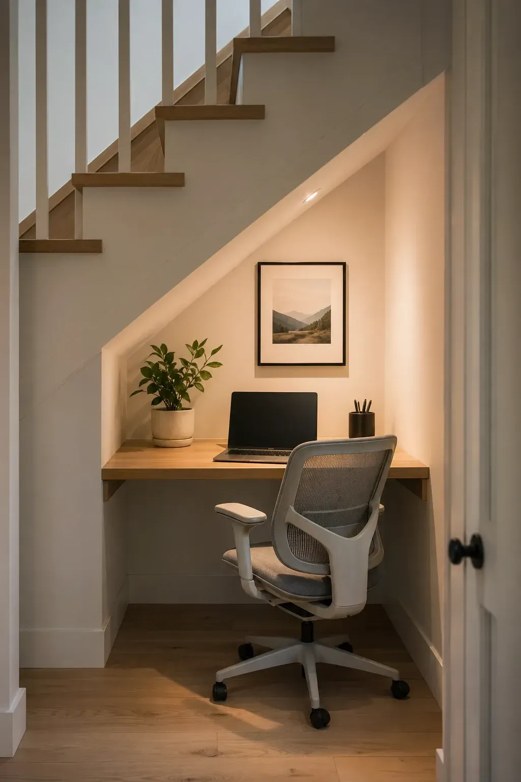 mini home office in a stairs
