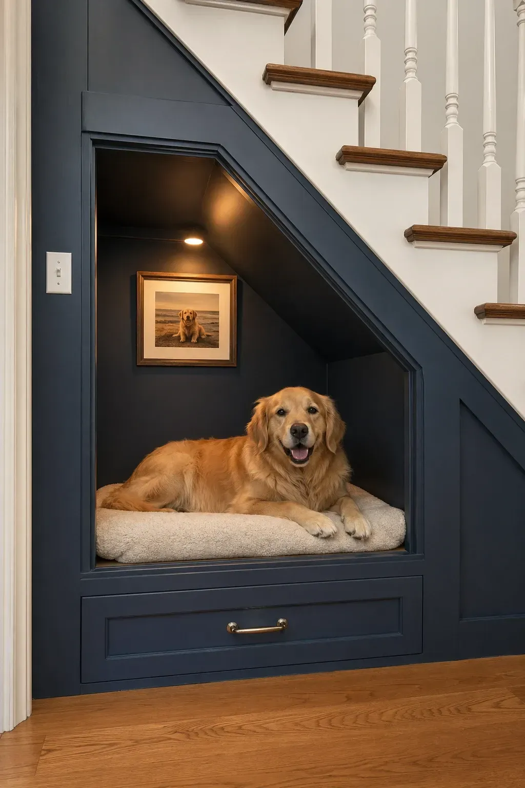pet retreat in a stairs