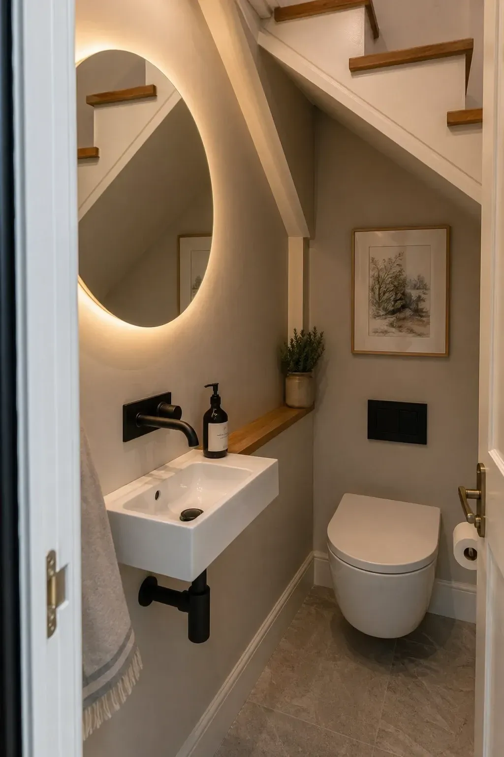 powder room in a stairs