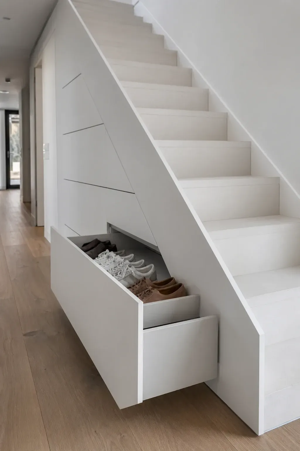 pull-out drawer system in a stairs