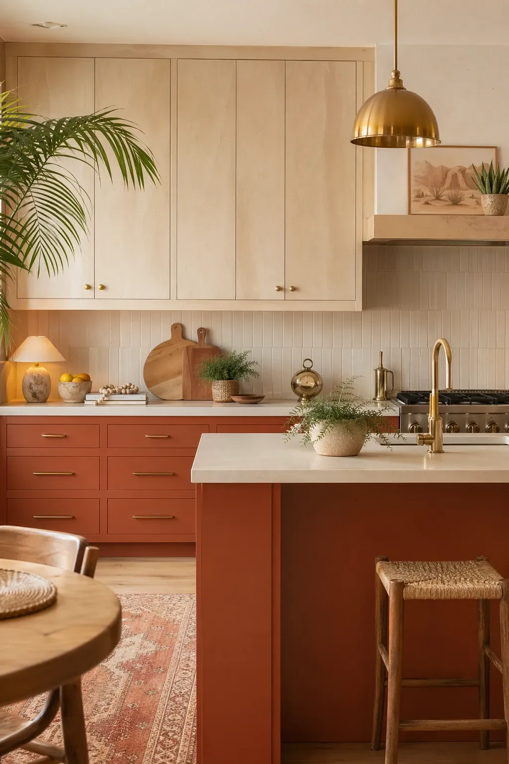 sandstone and burnt orange in a kitchen