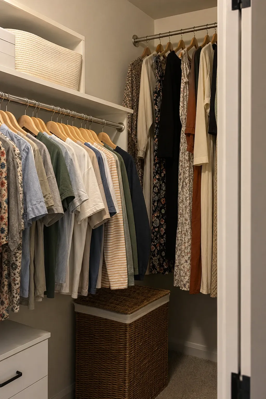 double hanging rods in a closet