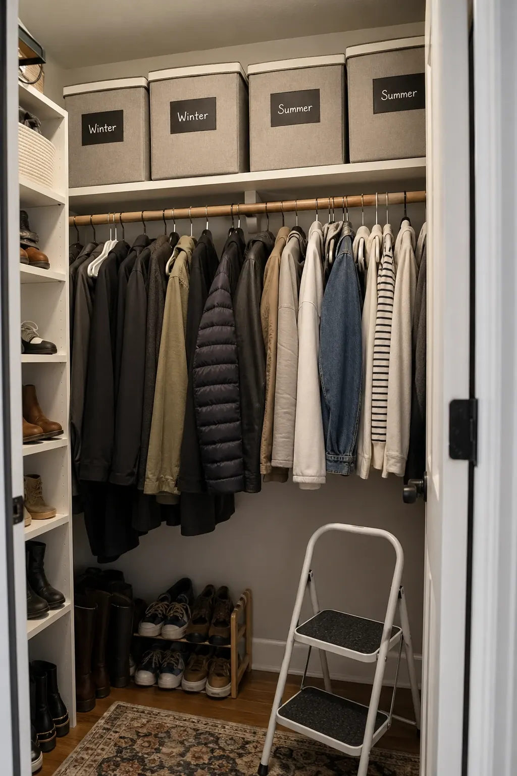 high shelf seasonal storage in a closet