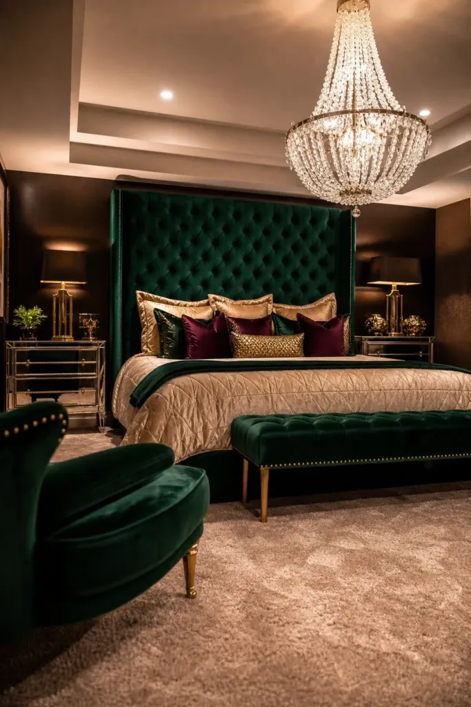 the glam basement: when you go full luxe below grade in a bedroom