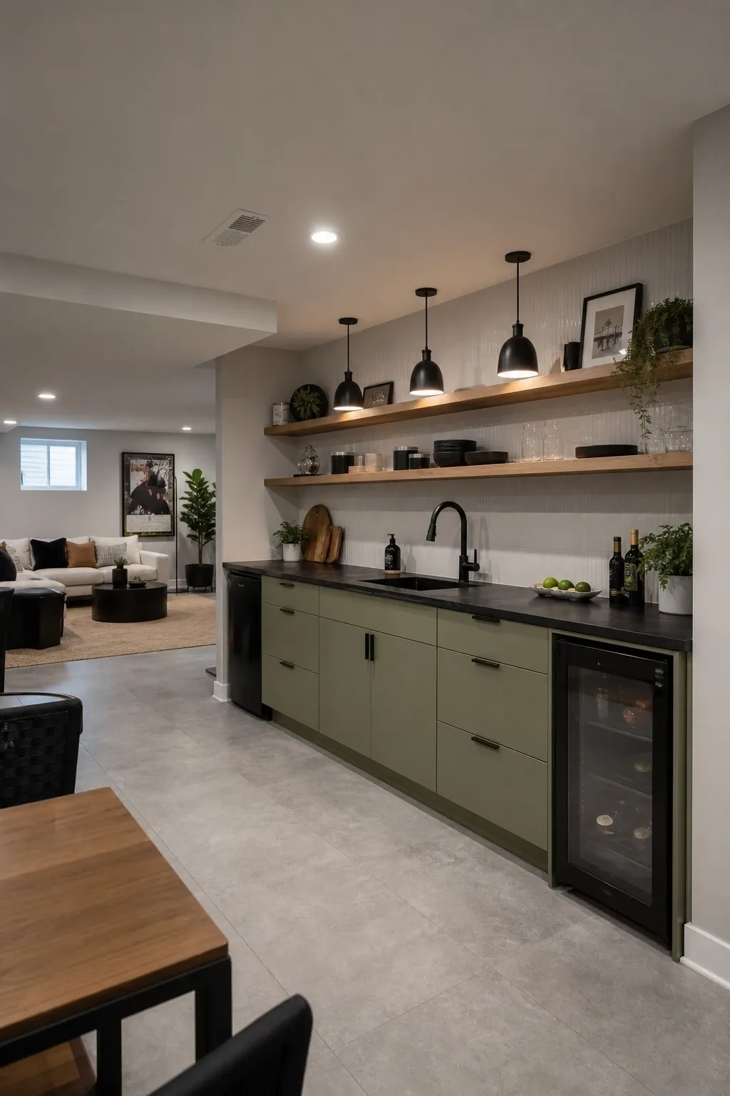 the single-wall setup in a kitchen