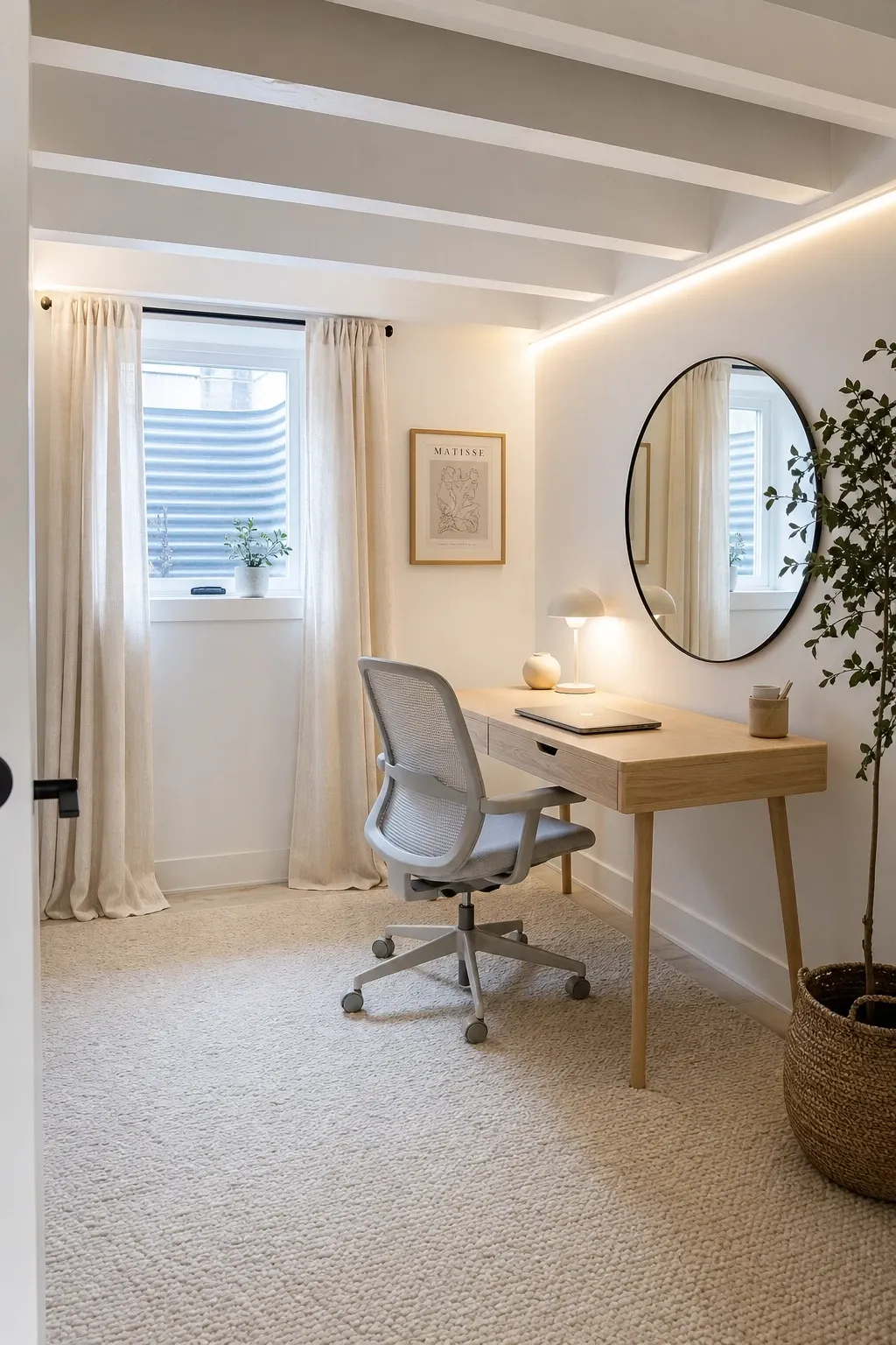 the bright-white refresh for low ceilings in a basement