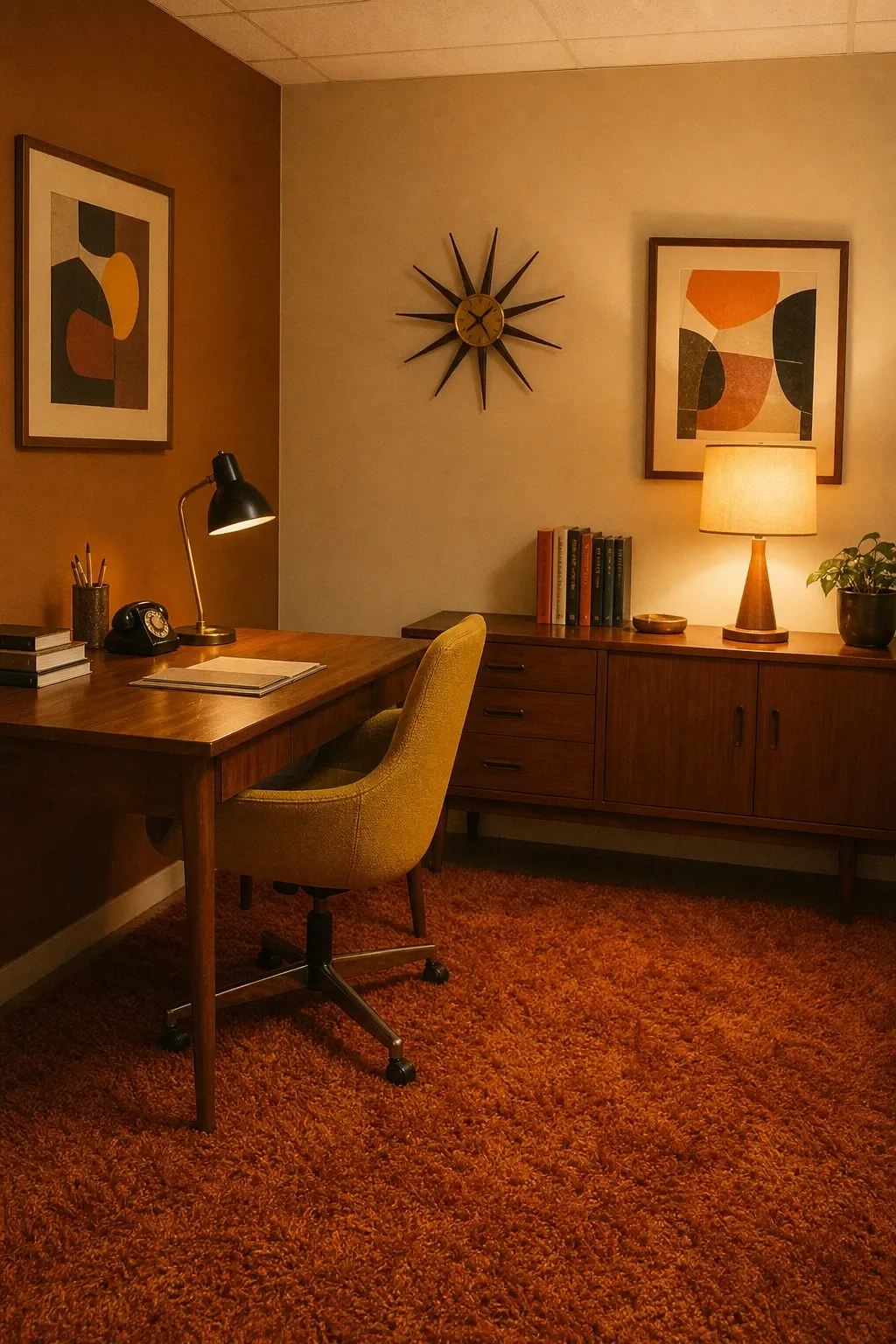 the vintage-mid-century throwback in a basement