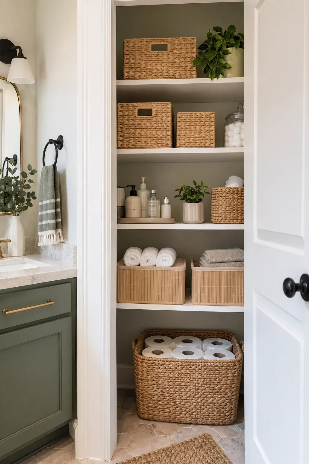 matching containers in a bathroom