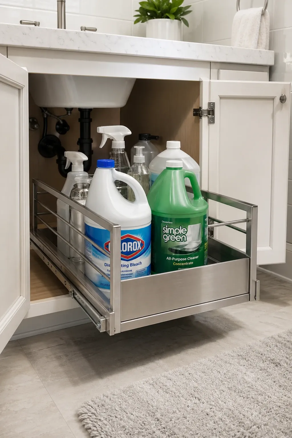 pull-out drawers in a bathroom