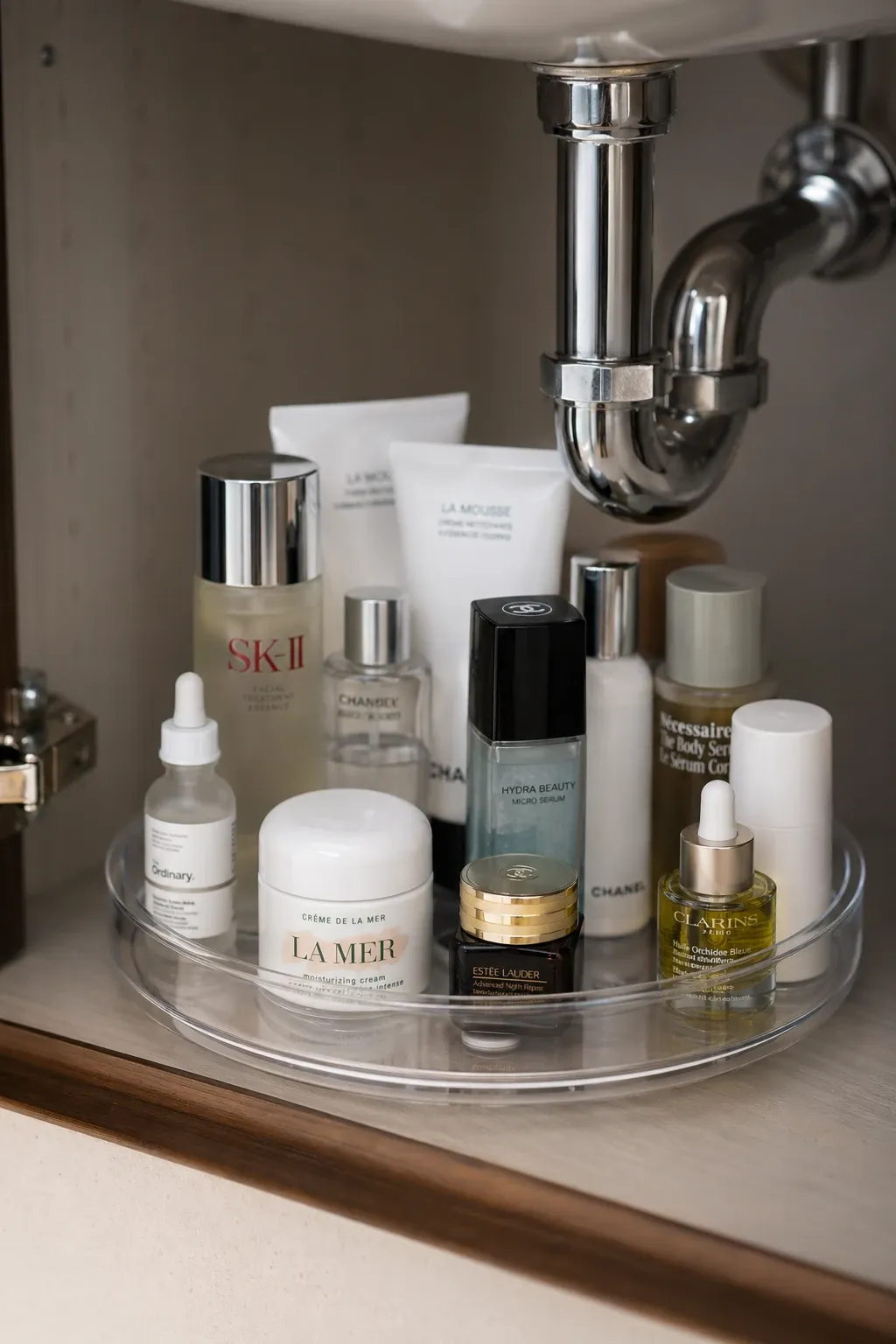 stackable bins in a bathroom