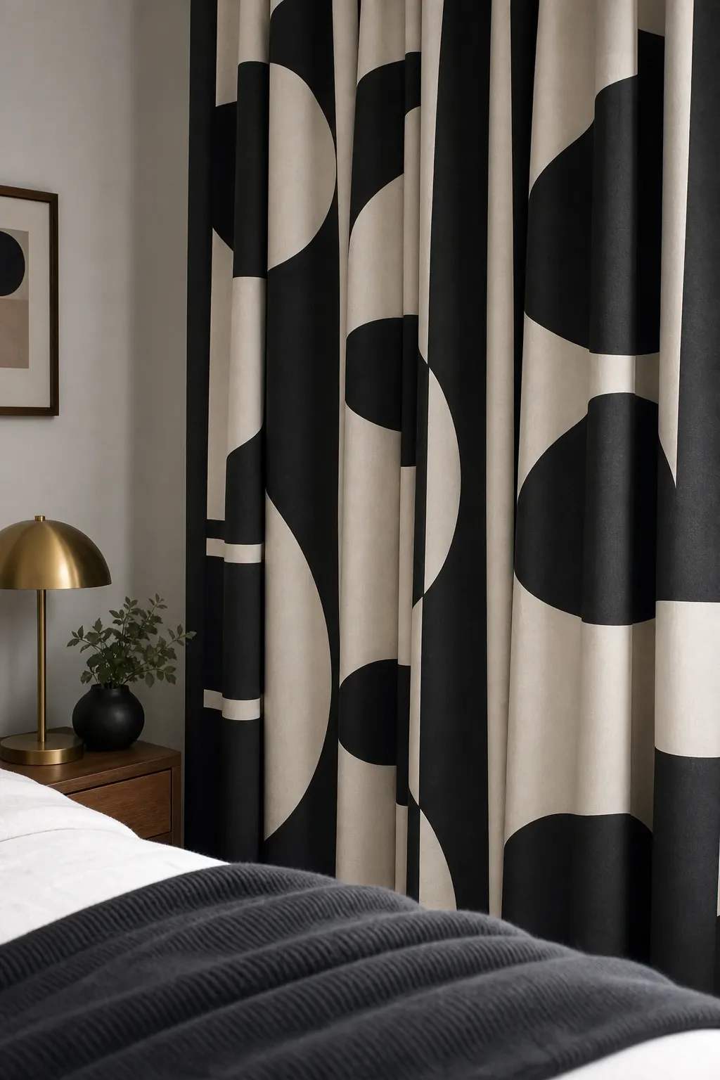 bold geometric patterns in a bedroom