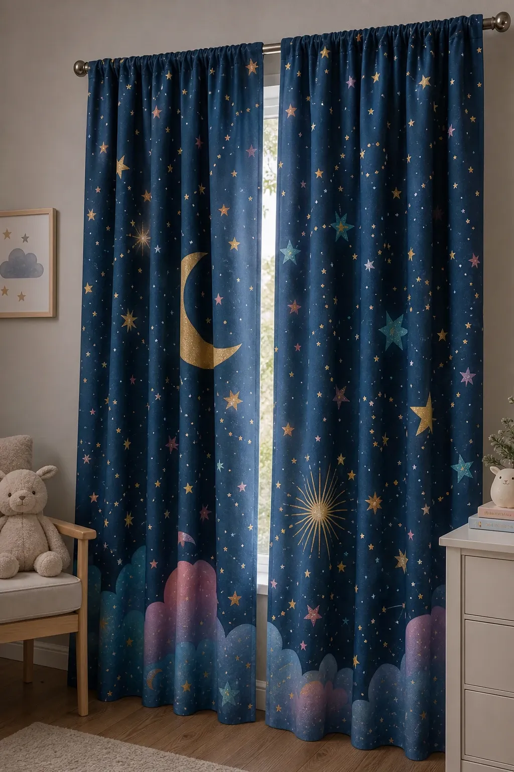 playful whimsical stars in a bedroom