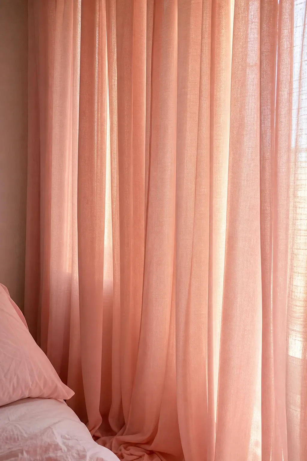 soft blush pink in a bedroom