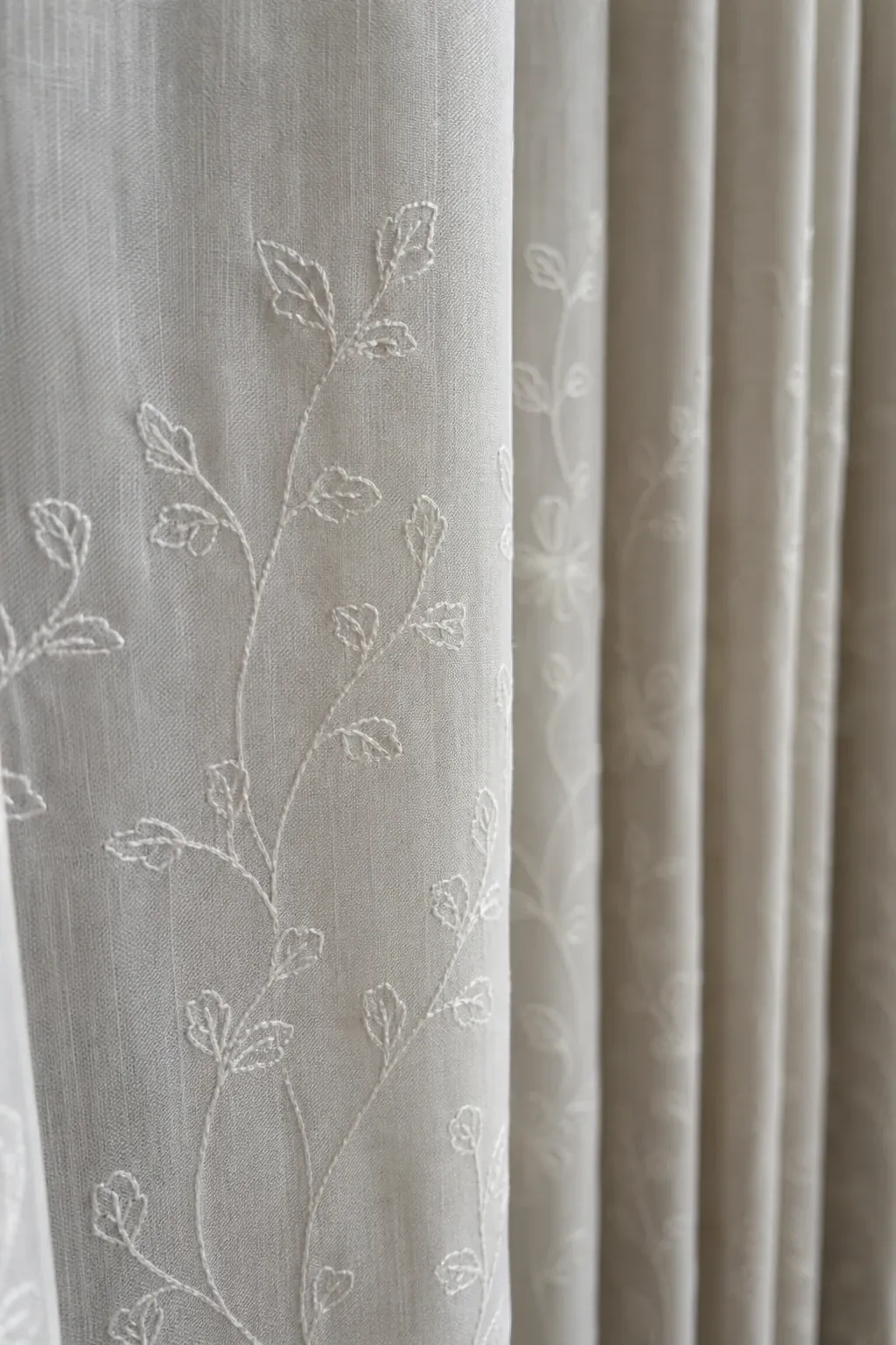 subtle embroidered details in a bedroom