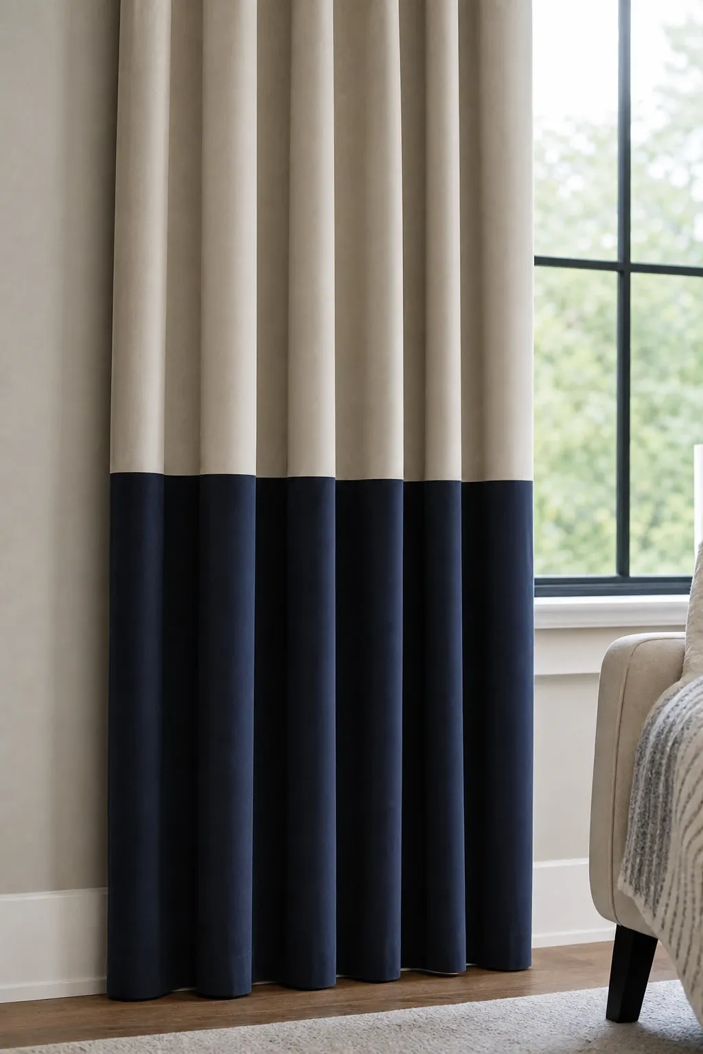two-tone color block in a bedroom
