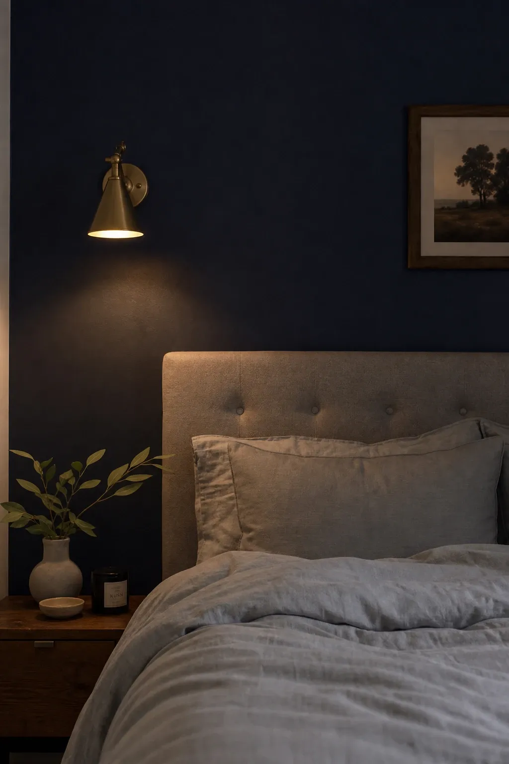dark accent wall in a bedroom