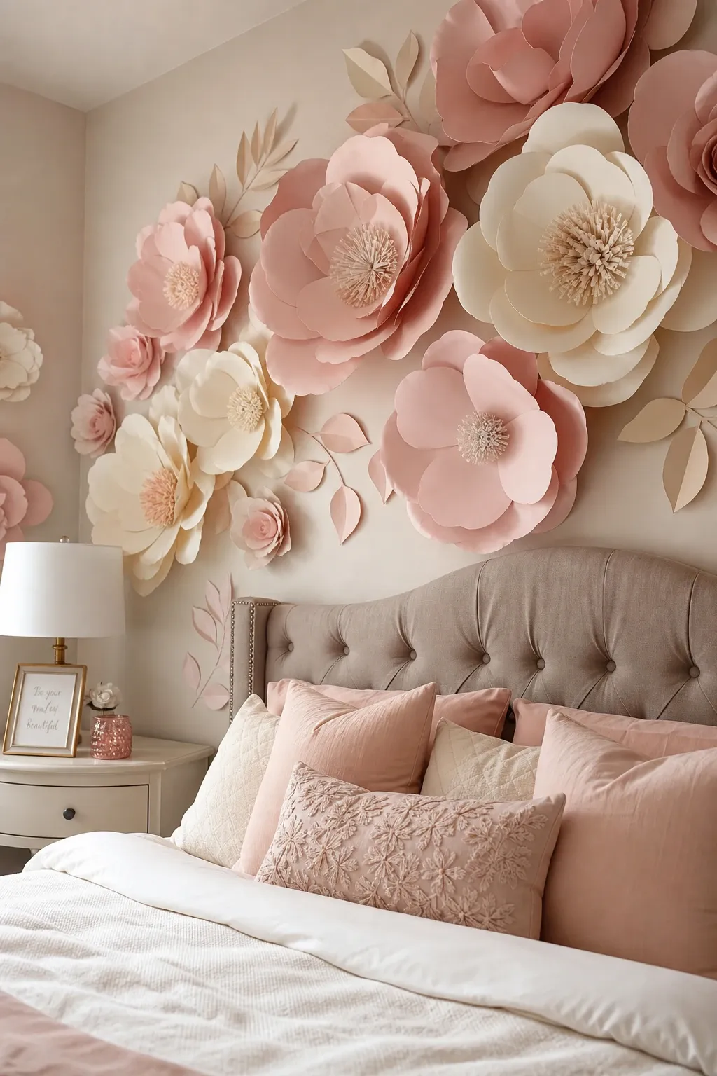 floating shelf display in a bedroom