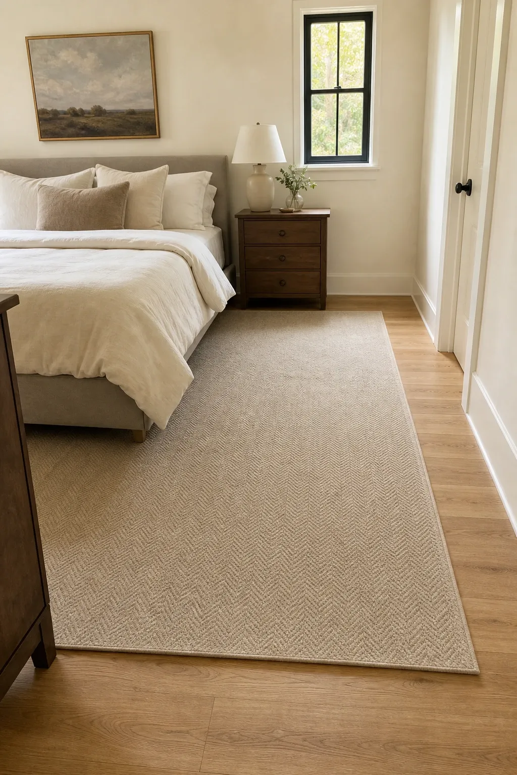 natural jute or sisal in a bedroom