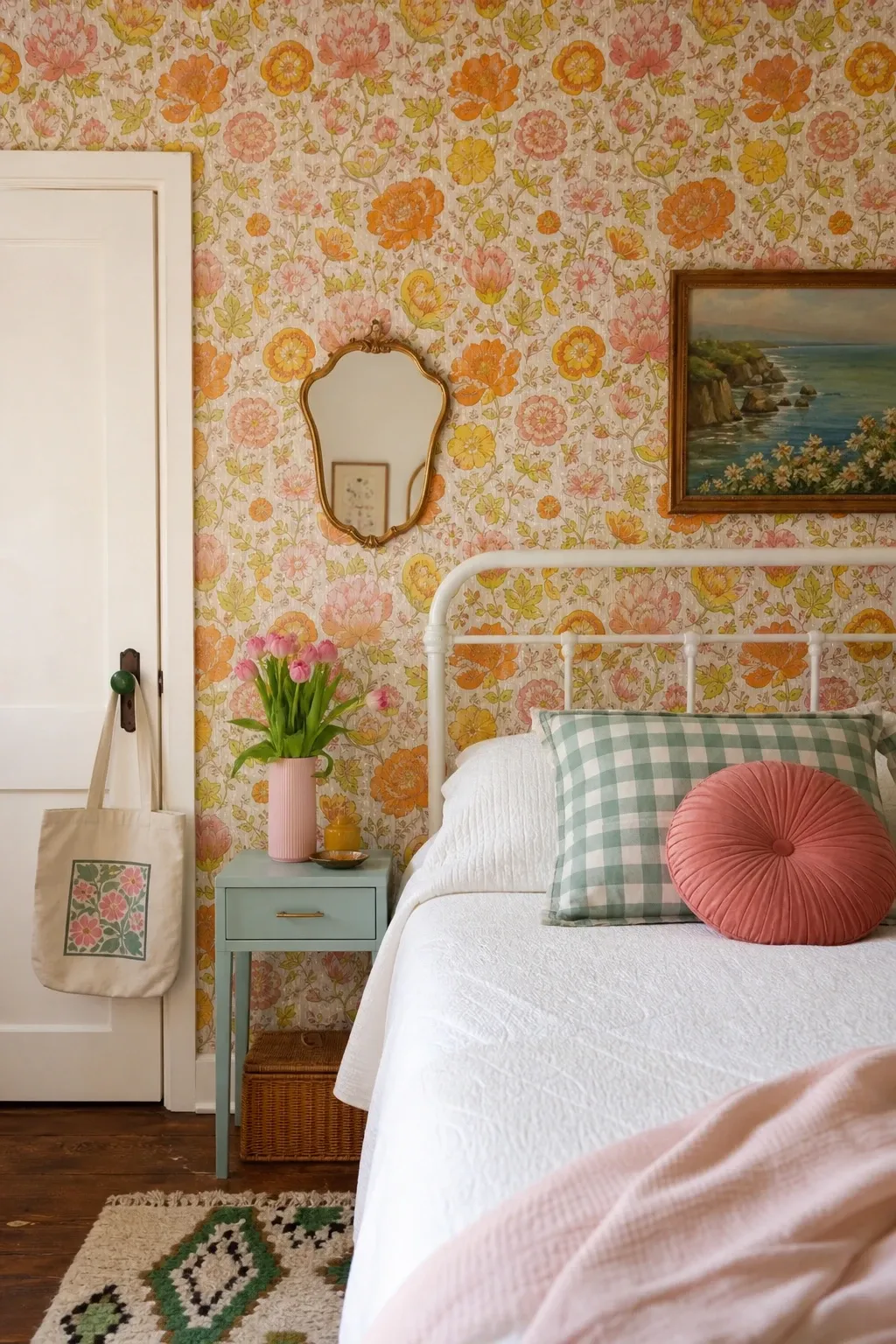 abstract watercolor in a bedroom