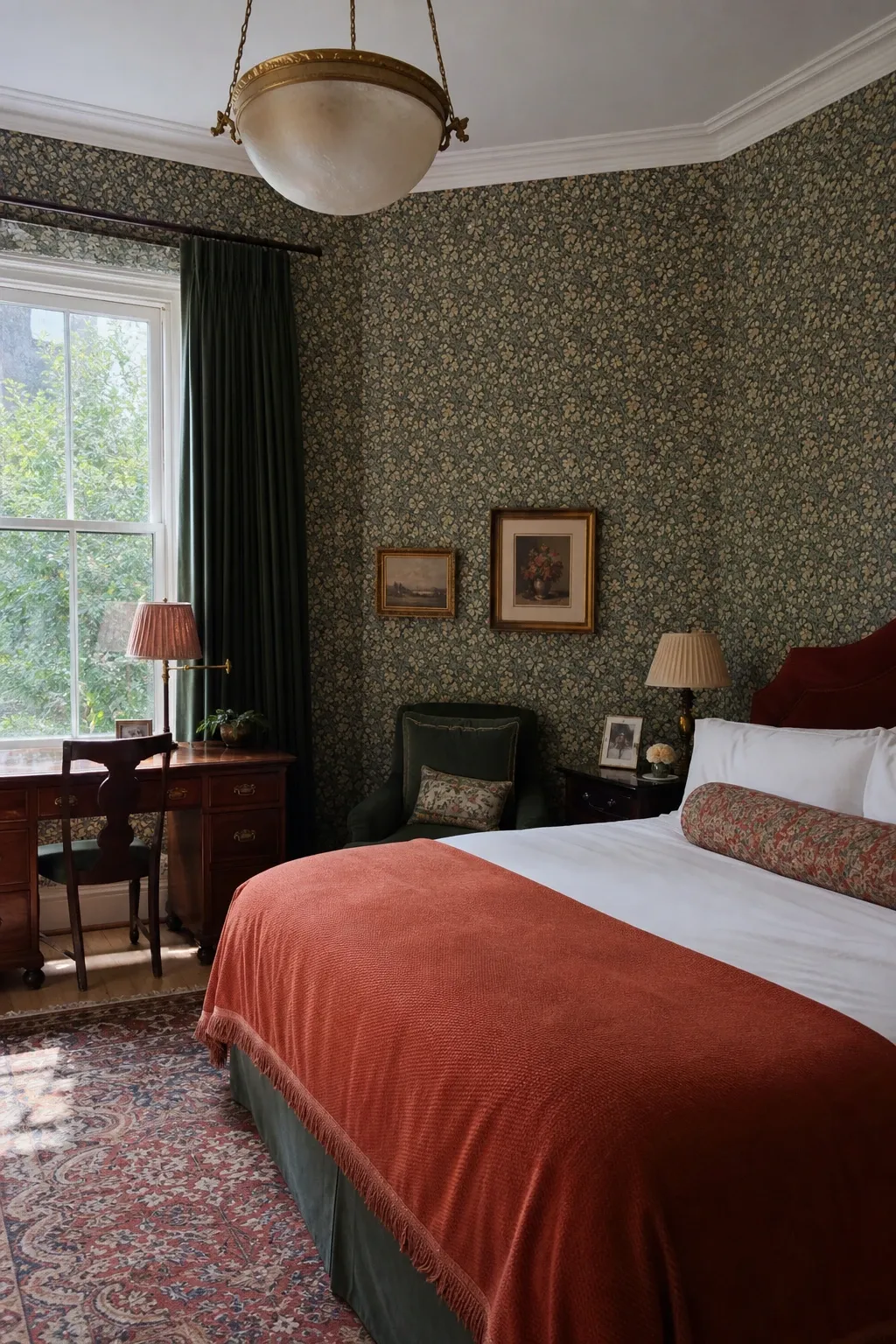 grasscloth wallpaper in a bedroom