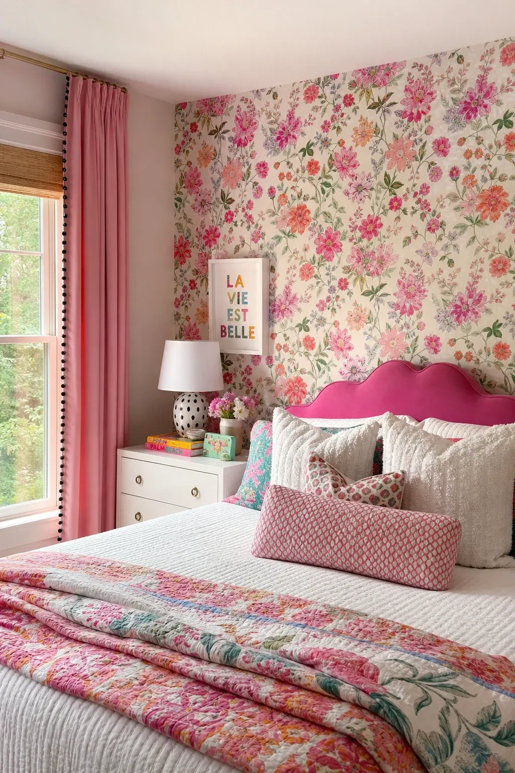 toile pattern in a bedroom
