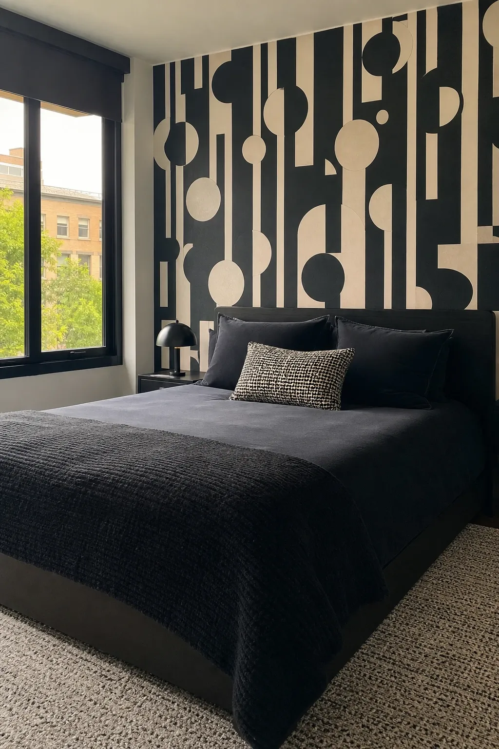 tropical leaves in a bedroom
