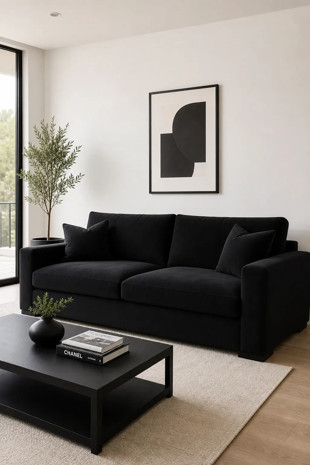 black accent wall in a living room