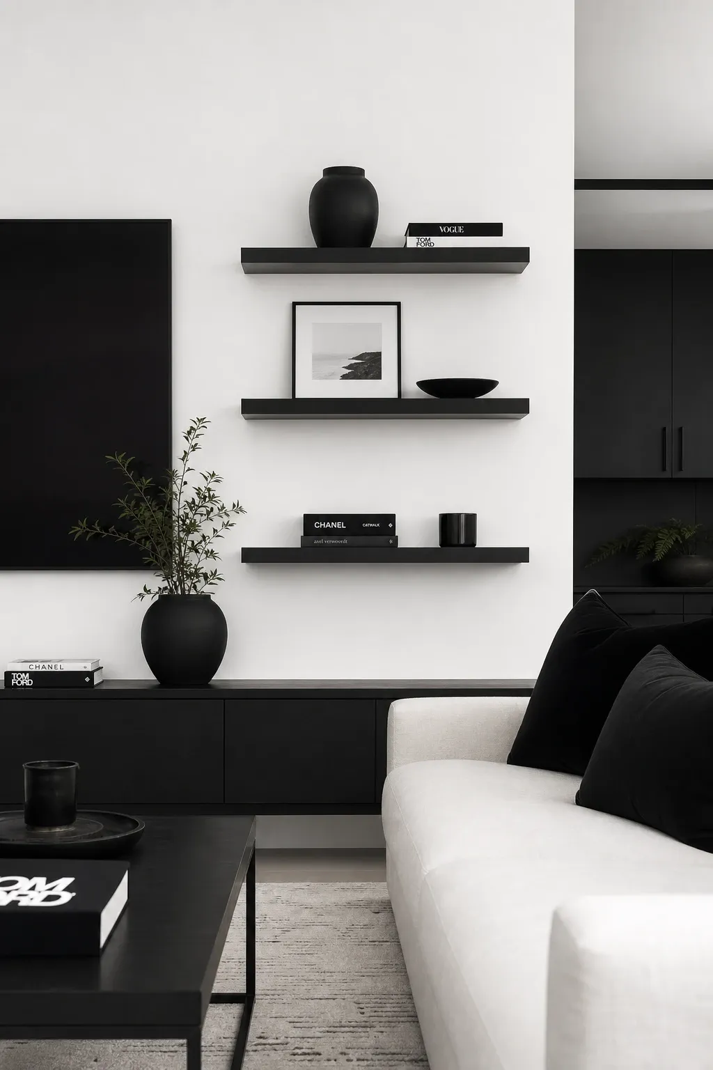 black cabinet or media console in a living room