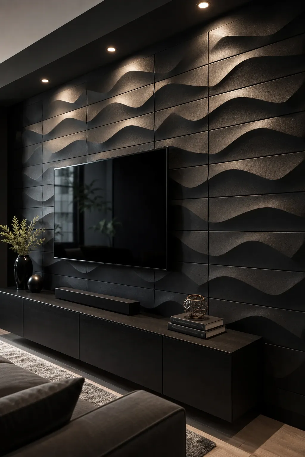 black metal light fixtures in a living room