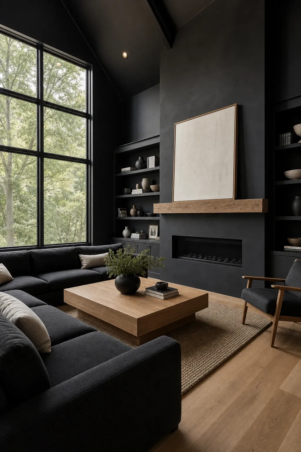 black textured throw pillows in a living room