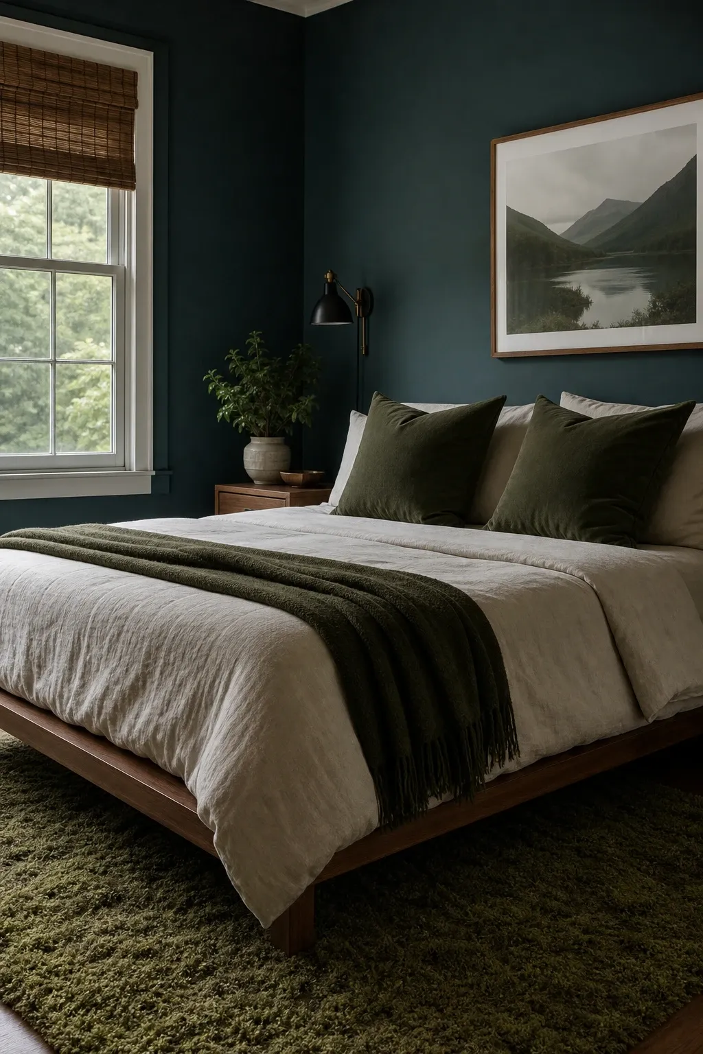 blue and green mix in a bedroom