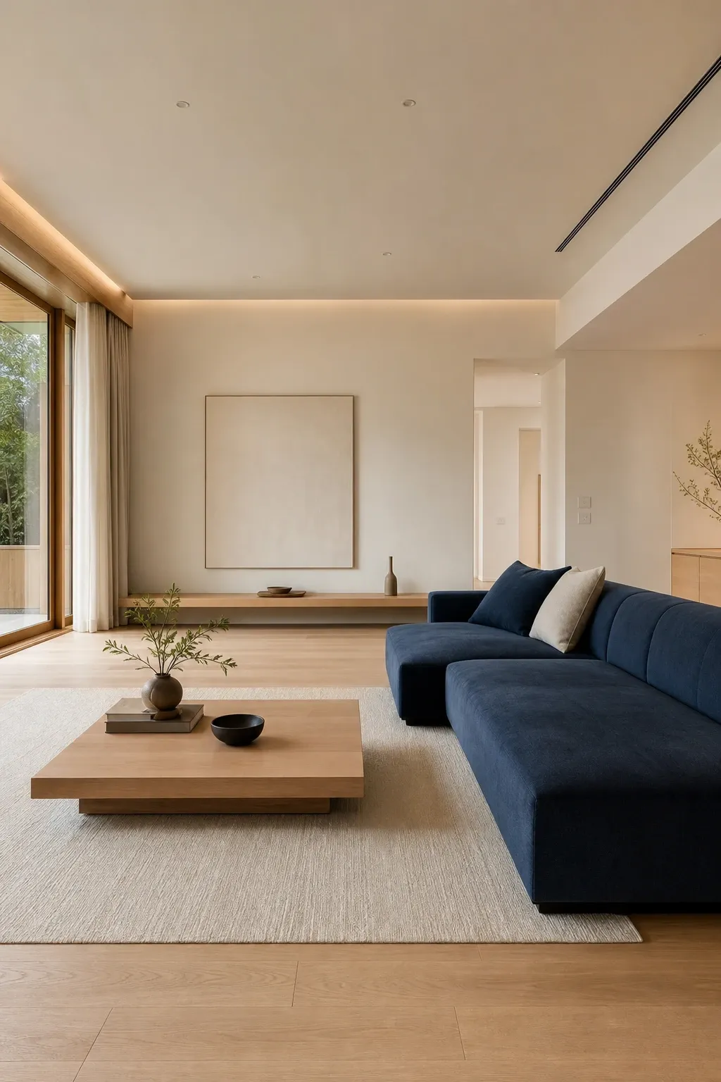 blue and emerald green in a living room
