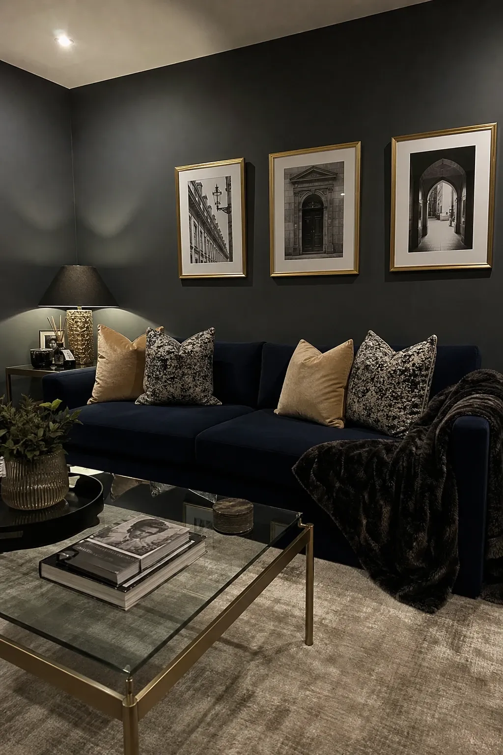 blue and gray in a living room