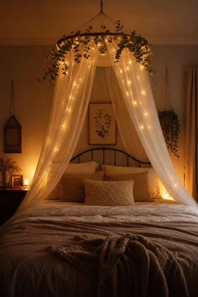 drape a canopy for instant atmosphere in a bedroom