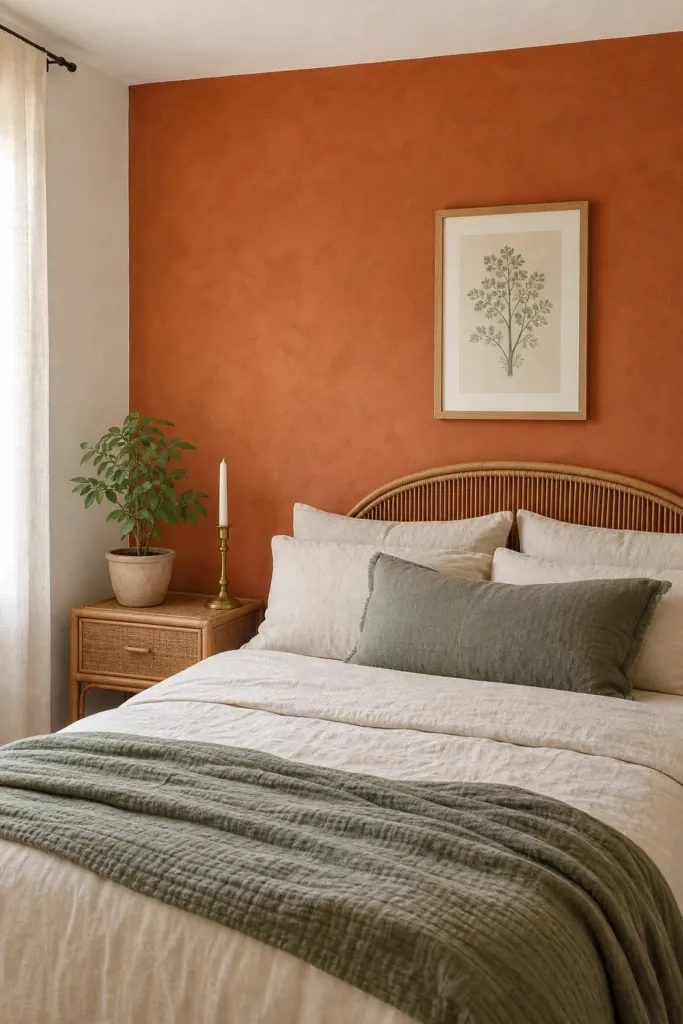 go deep with a warm, saturated wall color in a bedroom