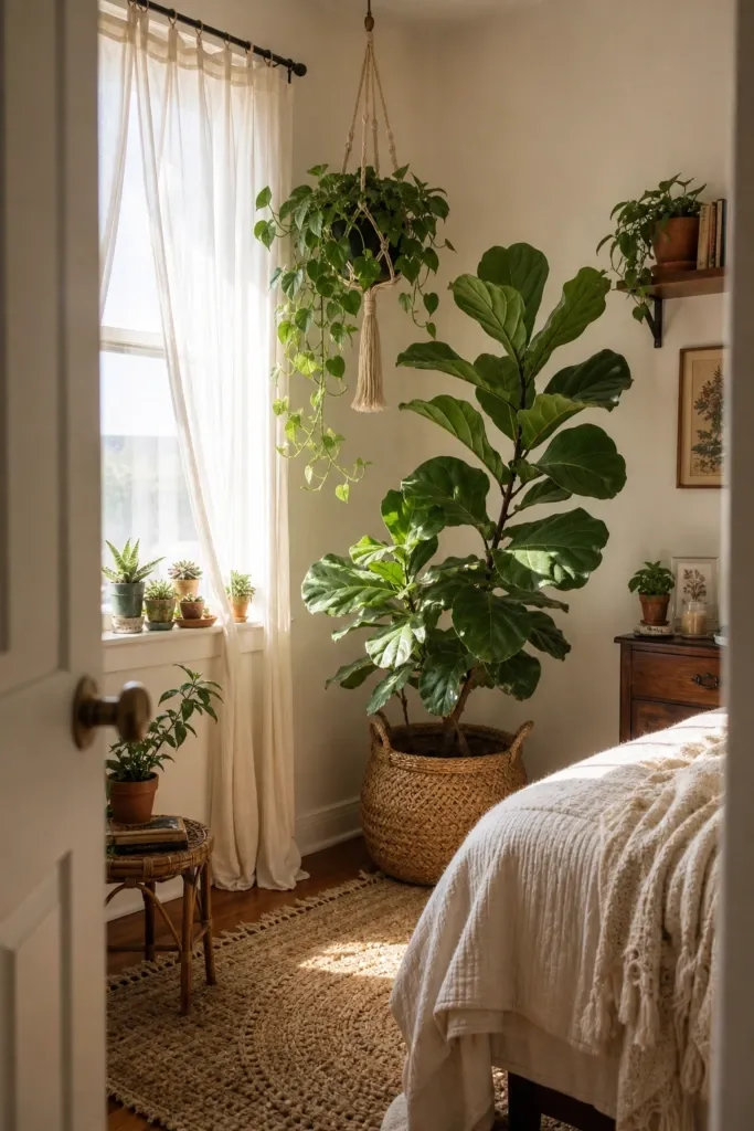 make plants a design element, not an afterthought in a bedroom