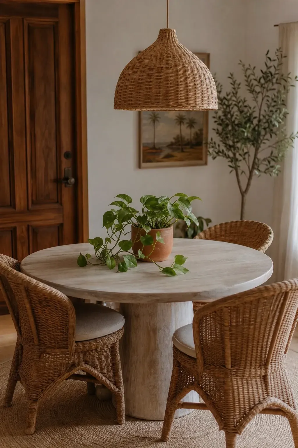 a round table for cozy gatherings in a dining room