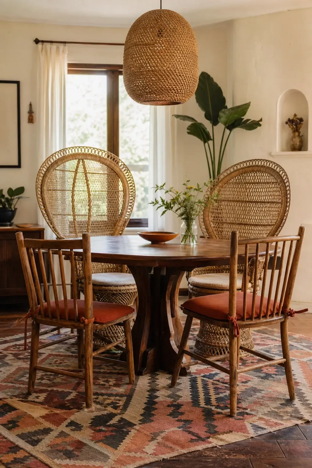 mismatched chairs that actually match in a dining room