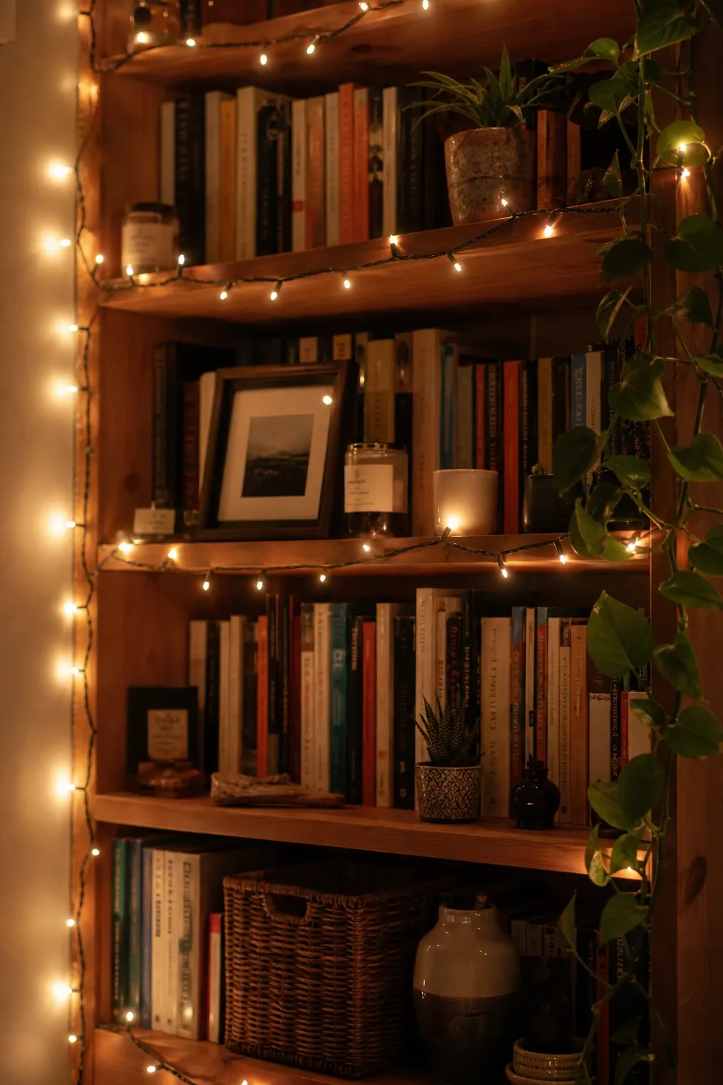 layered warm lighting in a living room