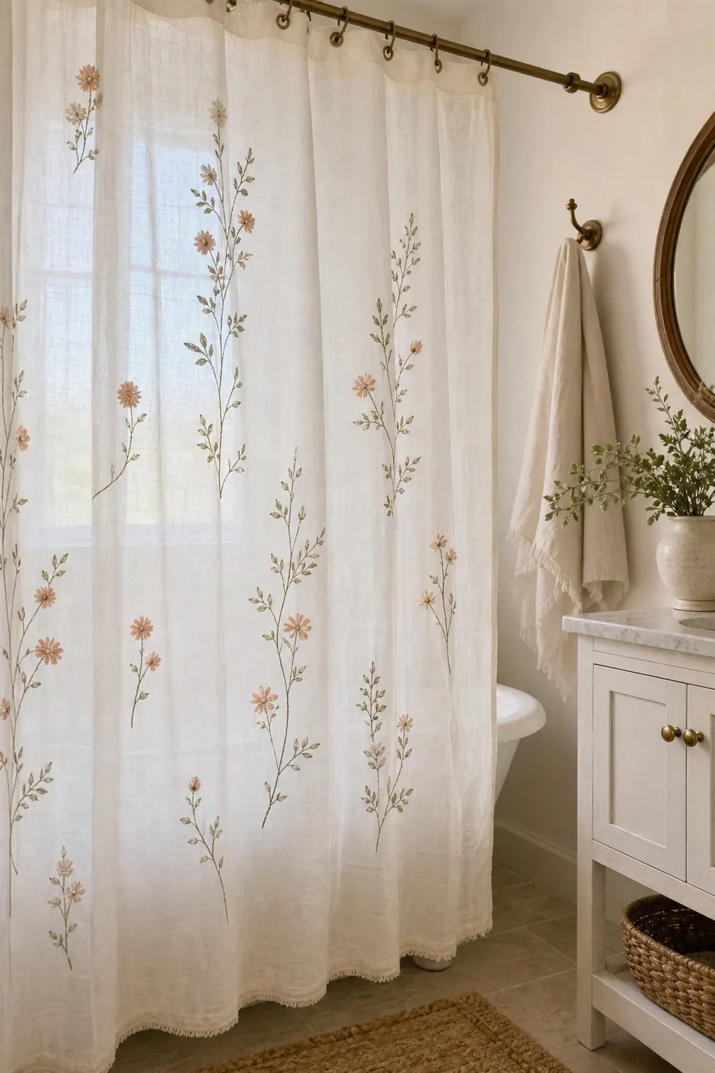 fringe curtain with geometric print