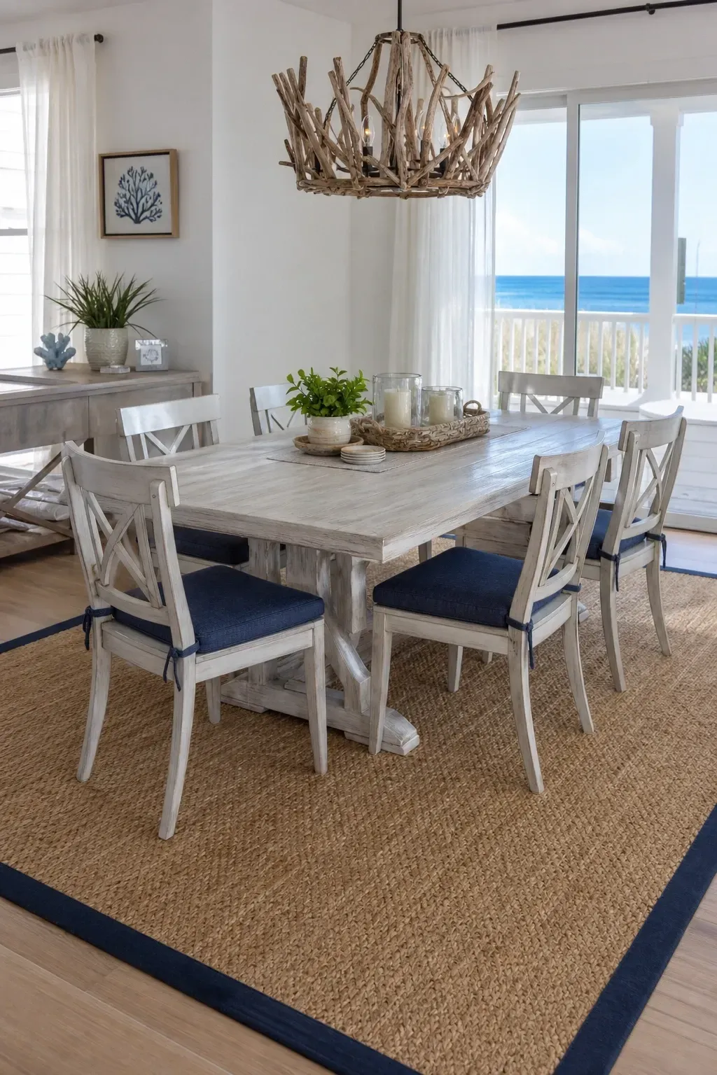 sisal with a coastal dining room