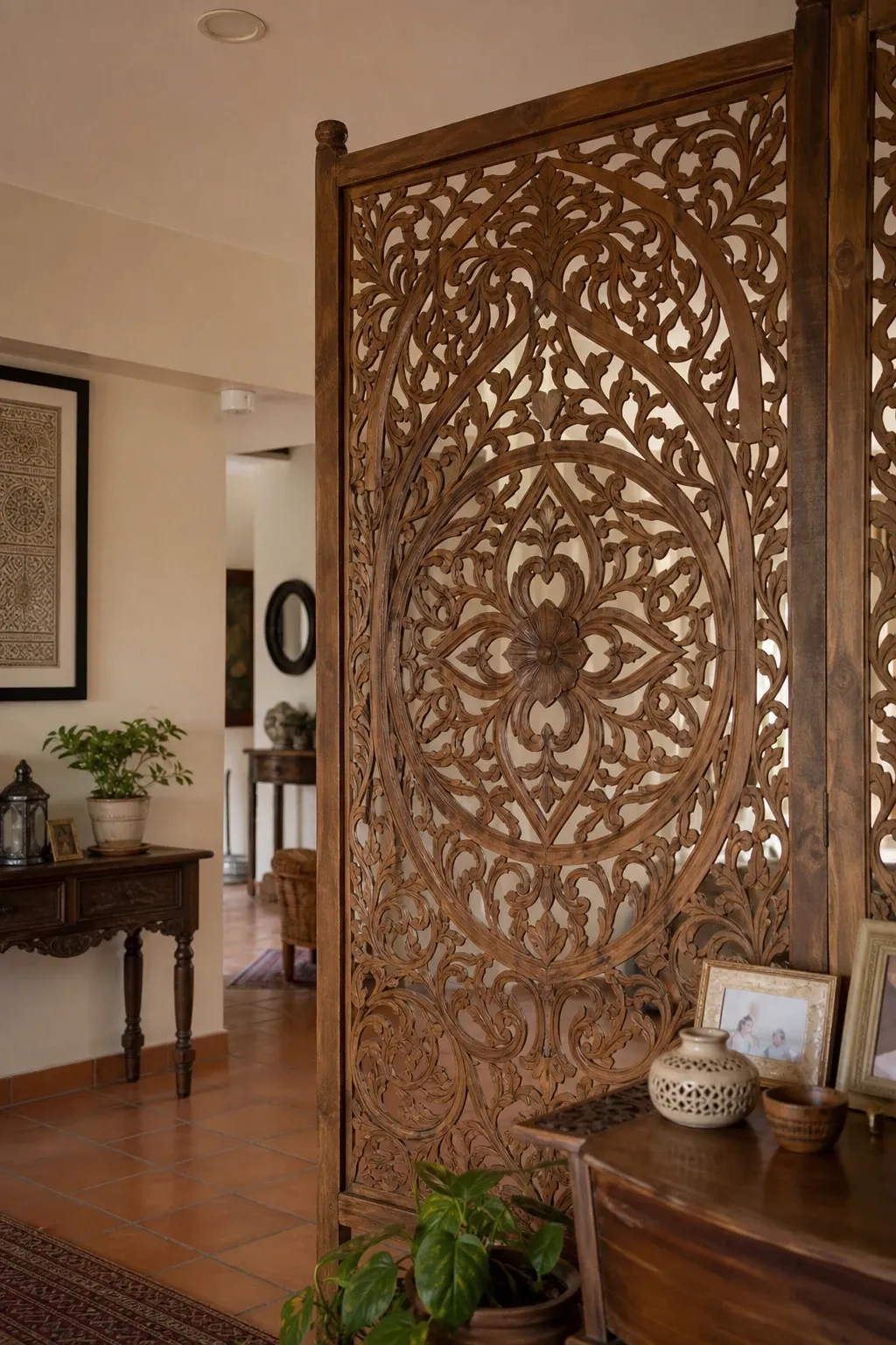 carved wooden divider