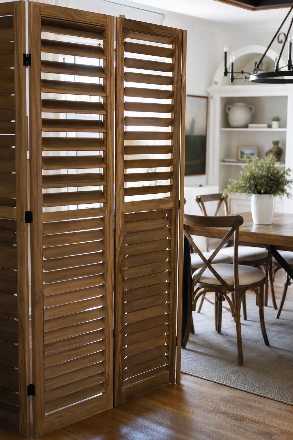 wooden shutter-style divider